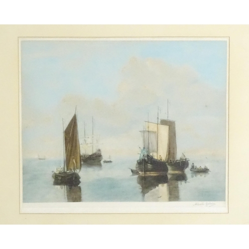 2018 - Albert Galain, Early 20th century, Mezzotints, A pair of shipping scenes. Both signed in pencil unde... 