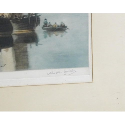 2018 - Albert Galain, Early 20th century, Mezzotints, A pair of shipping scenes. Both signed in pencil unde... 