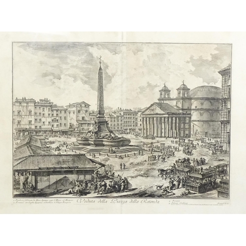 2024 - After Giovanni Battista Piranesi (1720-1788), Etching, Veduta della Piazza della Rotonda, from Vedut... 