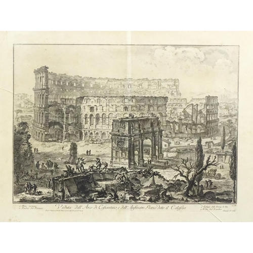 2024A - After Giovanni Battista Piranesi (1720-1788), Etching, Veduta dell' Arco di Costantino, e dell' Anfi... 