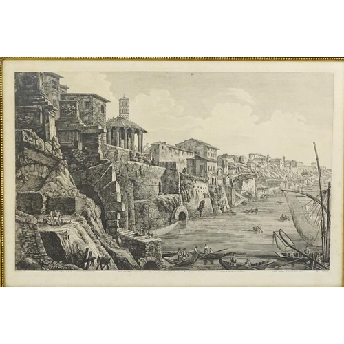 2024B - After Luigi Rossini (1790-1857), Etching, Veduta dell'Antiche sostruzioni fatte da Tarquinio, dette ... 