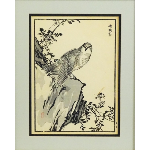 2035 - After Kono Bairei (1844-1895), Japanese School, Woodblocks, Two studies of birds from Bairei Hyakuch... 