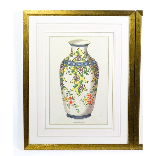 2037 - 20th century, Colour prints, A pair of Trowbridge Gallery prints, one a Chinese ginger jar with bird... 