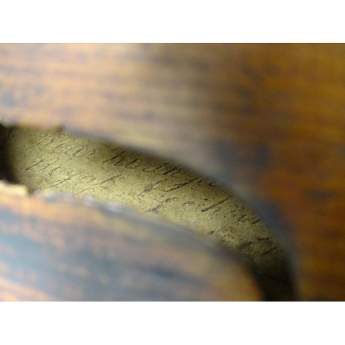 1290 - Musical instrument : a 19thC violin, bearing hand-written interior label ' John Betts - No 2 - Rear ... 