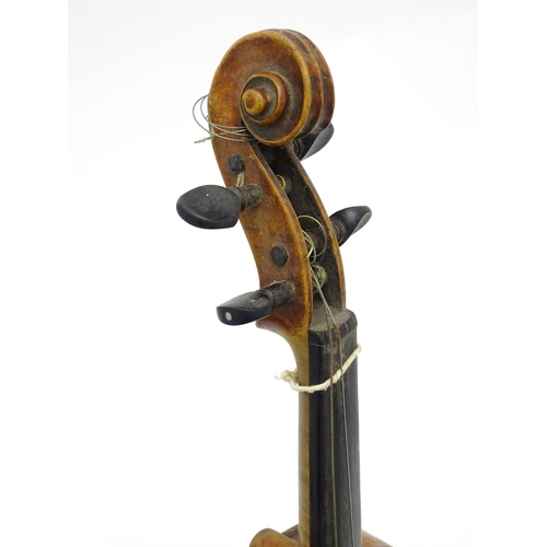 1292 - Musical Instruments : a late 19thC German violin, bearing interior label 'Nach (Joseph Guarnerius Cr... 