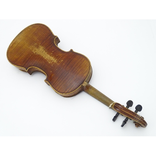 1292 - Musical Instruments : a late 19thC German violin, bearing interior label 'Nach (Joseph Guarnerius Cr... 