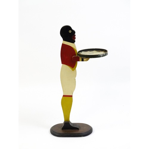 1610 - A 20thC blackamoor dumb waiter with painted polychrome decoration. Approx. 35