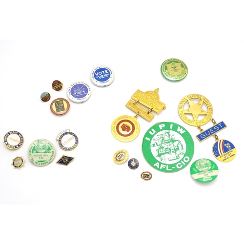 971 - Trade Union Interest: a quantity of assorted badges, pins, etc. to include a Retail Clerks Internati... 