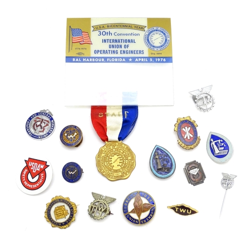 973 - Trade Union Interest: a quantity of assorted badges, pins, etc. to include a convention Staff medal ... 