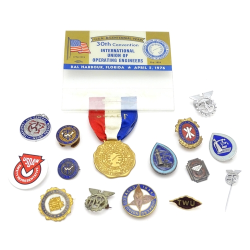 973 - Trade Union Interest: a quantity of assorted badges, pins, etc. to include a convention Staff medal ... 