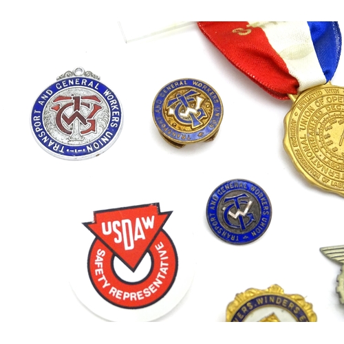 973 - Trade Union Interest: a quantity of assorted badges, pins, etc. to include a convention Staff medal ... 