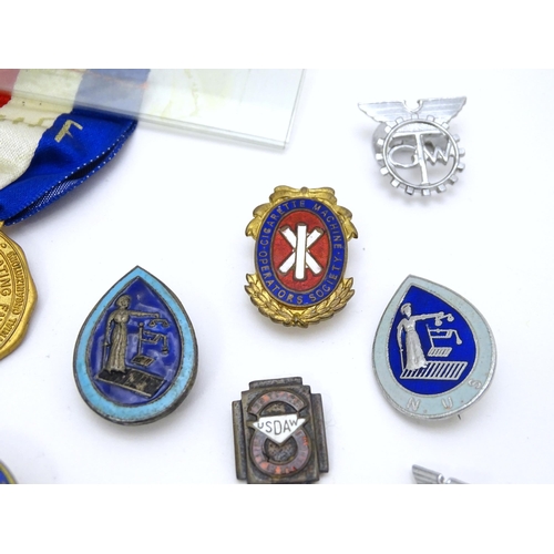 973 - Trade Union Interest: a quantity of assorted badges, pins, etc. to include a convention Staff medal ... 