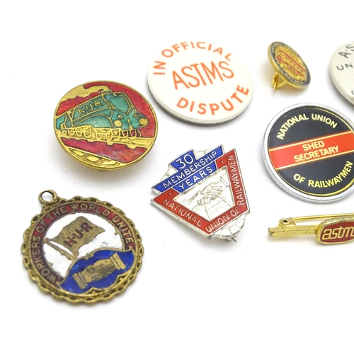 974 - Trade Union Interest: a quantity of assorted badges, pins, etc. to include a hallmarked silver Natio... 