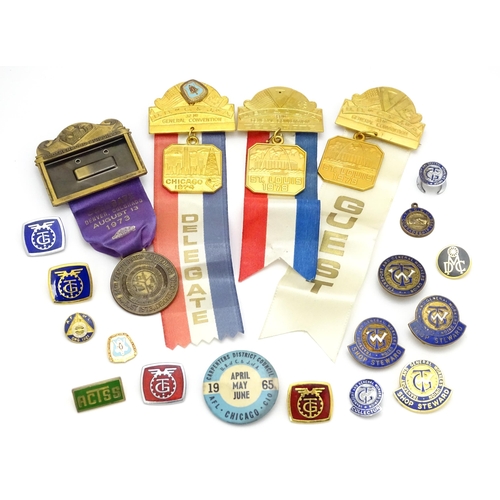 975 - Trade Union Interest: a quantity of assorted badges, pins, etc. to include three Transport & General... 