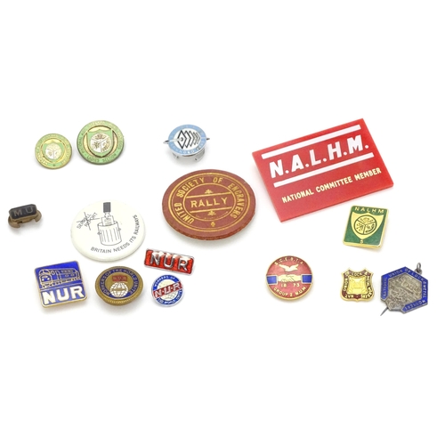 977 - Trade Union Interest: a quantity of assorted badges, pins, etc. to include National Union of Lock & ... 