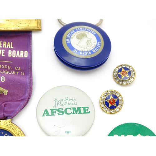 978 - Trade Union Interest: a quantity of assorted badges, pins, etc. to include conference medals for IEU... 