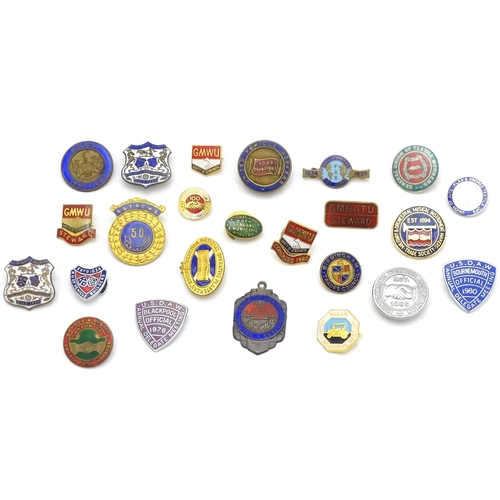 979 - Trade Union Interest: a quantity of assorted badges, pins, etc. to include a hallmarked silver Natio... 