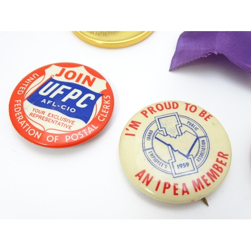 982 - Trade Union Interest: a quantity of assorted badges, pins, etc. to include convention delegates meda... 