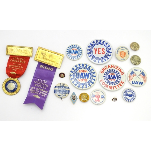 983 - Trade Union Interest: a quantity of assorted badges, pins, etc. to include Brotherhood of Railway Ca... 