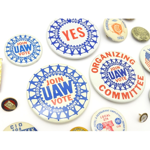 983 - Trade Union Interest: a quantity of assorted badges, pins, etc. to include Brotherhood of Railway Ca... 