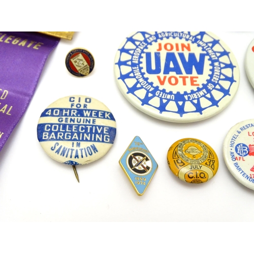 983 - Trade Union Interest: a quantity of assorted badges, pins, etc. to include Brotherhood of Railway Ca... 