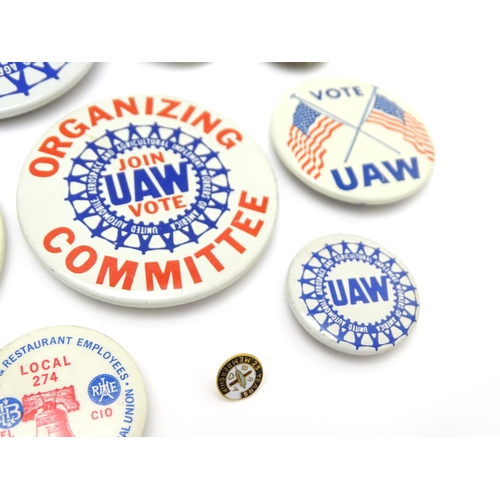 983 - Trade Union Interest: a quantity of assorted badges, pins, etc. to include Brotherhood of Railway Ca... 