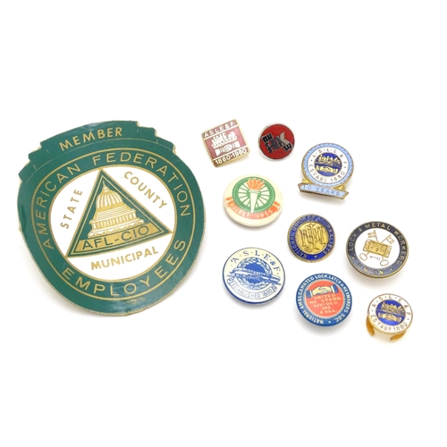 987 - Trade Union Interest: a quantity of assorted badges, pins, etc. to include ASLEF, Lock & Metal Worke... 