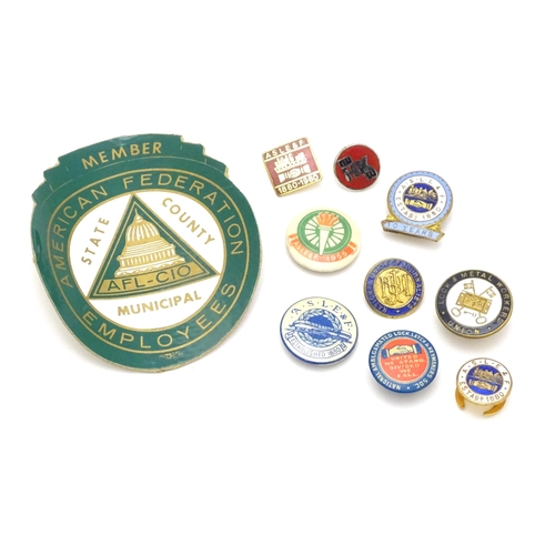 987 - Trade Union Interest: a quantity of assorted badges, pins, etc. to include ASLEF, Lock & Metal Worke... 