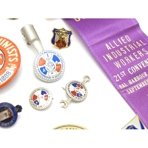 989 - Trade Union Interest: a quantity of assorted badges, pins, etc. to include Delegate ribbons for the ... 