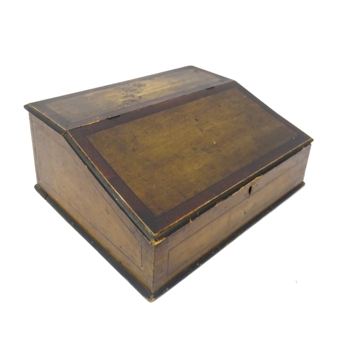 1280A - A Victorian oak writing slope / correspondence box opening to reveal three drawers within. Approx. 6... 