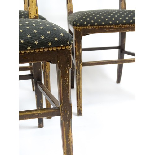 1564A - Four 19thC Gothic side chairs, the top rails having large pierced trefoil decoration and the mid rai... 