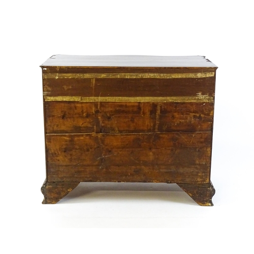 1674 - A c.1760 serpentine fronted mahogany chest of drawers with four long graduated drawers raised on oge... 