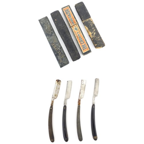 1183 - Four early 20thC razors to include The Crown & Sword Razor, The Encore Razor, Howe's Salop Razor, et... 