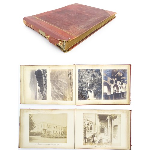 2146 - A Victorian photograph album containing various views to include Lincoln Cathedral, Dairy Bridge Rok... 