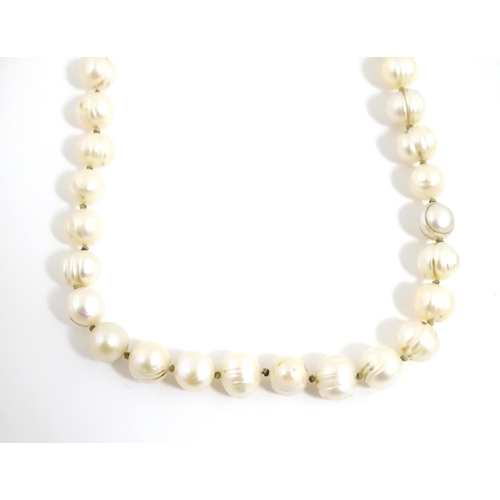 891 - Assorted necklaces to include a pearl necklace with silver clasp, a lapis lazuli and pearl bead neck... 