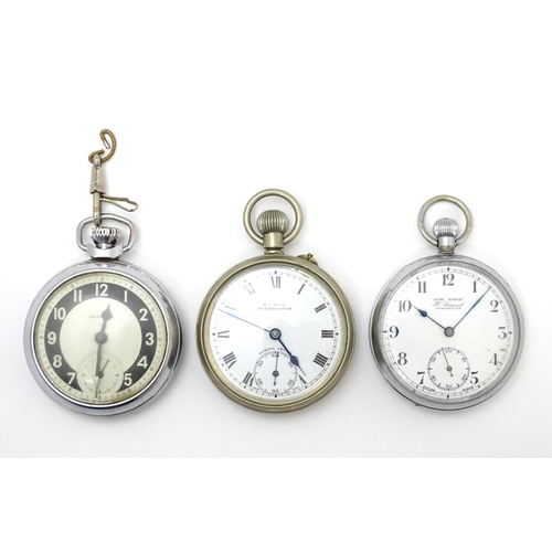 933 - Three assorted pocket watches  to include one by Ingersoll, one with enamel dial signed ' Acme Junio... 