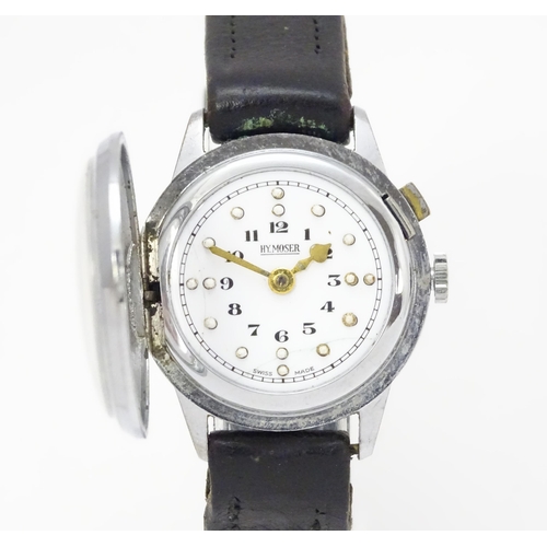 934A - A Hy Moser braille wristwatch with Arabic numerals. Dial approx 1