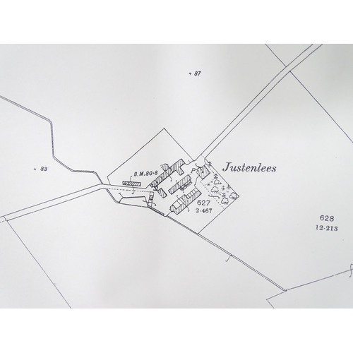 11 - Two 1899 1:2500 Ordnance Survey maps, Dumfriesshire , Scotland area, depicting Newbie Castle and the... 