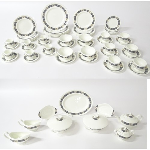 74 - A quantity of Wedgwood dinner wares in the Asia pattern to include plates, twin handled soup bowls, ... 