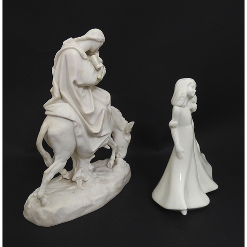 93 - A Minton parian ware figural group modelled as The Flight into Egypt, with Madonna and Child on a Do... 