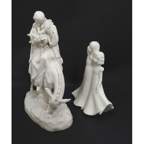 93 - A Minton parian ware figural group modelled as The Flight into Egypt, with Madonna and Child on a Do... 