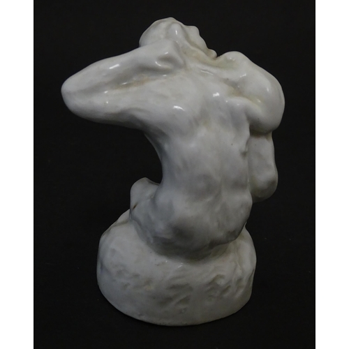 103 - A ceramic model of a monkey / chimp with a frog on its shoulder. Approx. 3