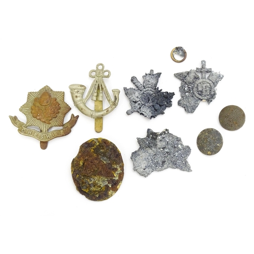 117 - Militaria : WWII / World War 2 / Second World War / WW2 : Assorted battlefield finds to include thre... 