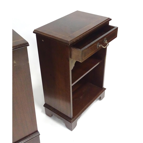 205 - Two 20thC mahogany cabinets with drawers above two shelves, the largest approx 31