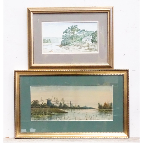 295 - A quantity of assorted 19th century and later watercolours to include a river landscape with windmil... 