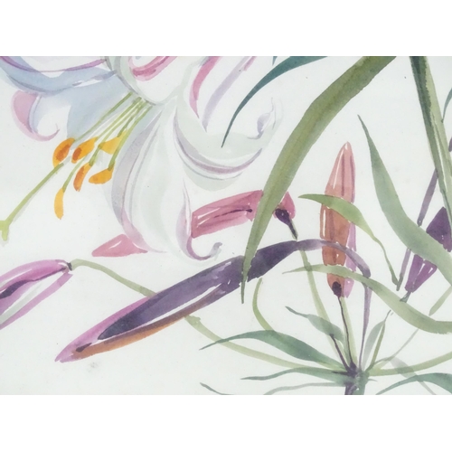 344 - Two watercolours by Elizabeth Jane Lloyd (1928-1995) comprising a still life study with flowers in a... 