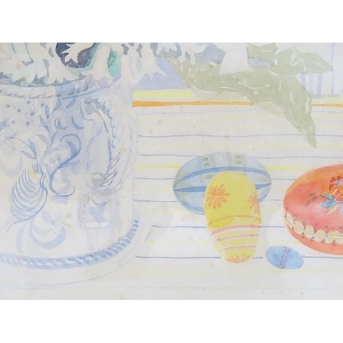 344 - Two watercolours by Elizabeth Jane Lloyd (1928-1995) comprising a still life study with flowers in a... 