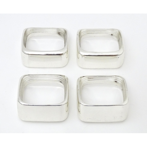 460 - A set of four 'capri' pattern silver plate napkin rings. Produced for Wedgwood.