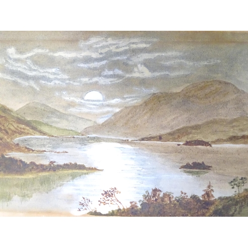 500 - Six assorted late 19th / early 20thC watercolours depicting mountain landscapes, some with boats on ... 