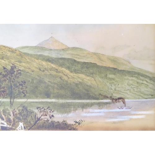 500 - Six assorted late 19th / early 20thC watercolours depicting mountain landscapes, some with boats on ... 